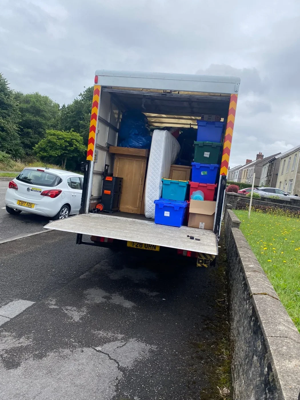 Luton van packed with moving boxes and household belongings